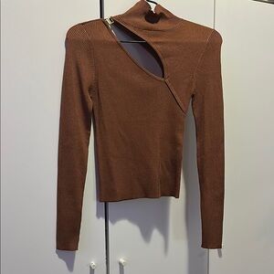 Zara Brown Cutout Blouse